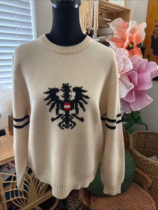 Sigi Scheiber Other - Vintage 80s Sigi Scheiber Cream Knit Austria Pure Wool Eagle Crest Sweater